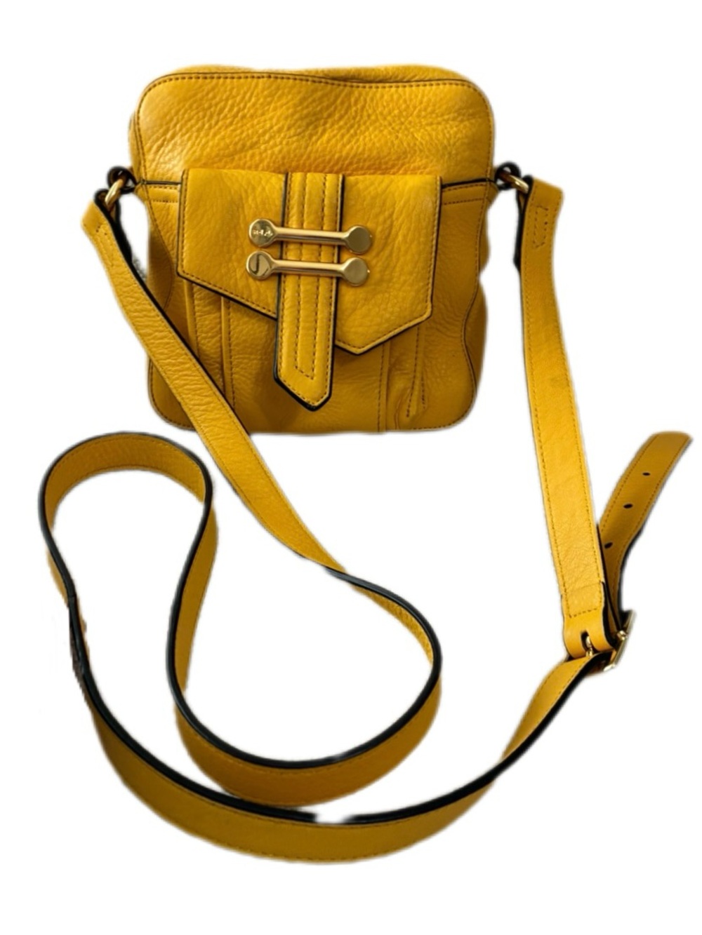 Lauren Ralph Lauren  EUC Yellow Pebble Leather Cross Body Bag